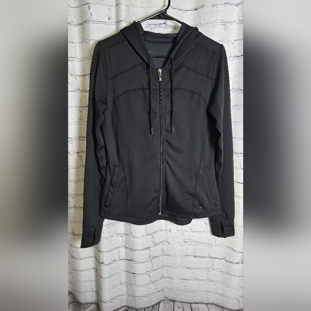 BuffBunny Women's Black Hooded Workout Jacket Size Large
